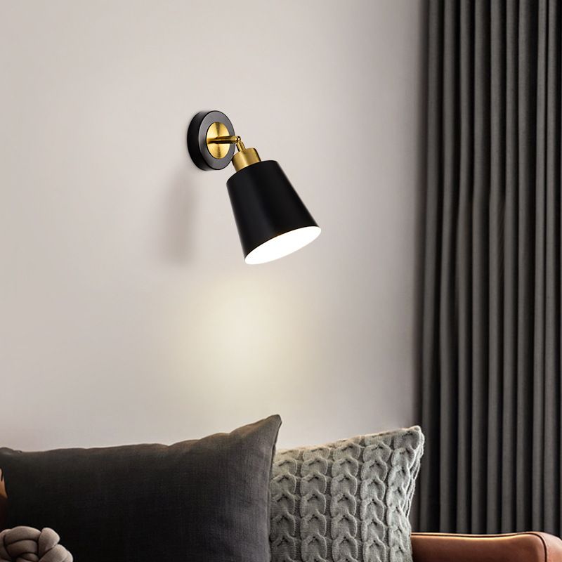 Contemporary Metal Shaded Lighting White/Black Wall Light for Room