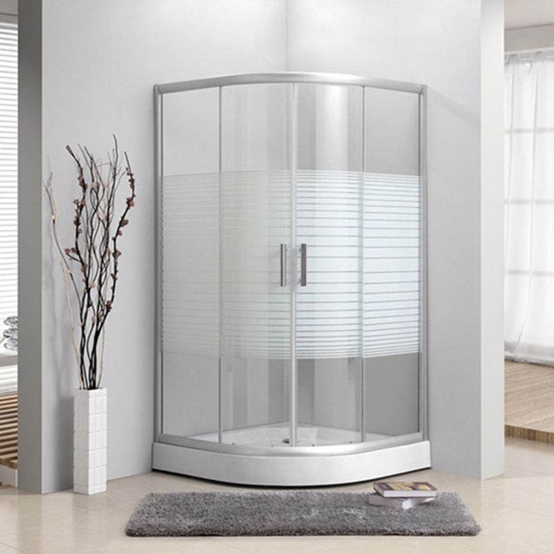 Semi-Frameless Shower Bath Door Double Sliding Shower Doors Patterned