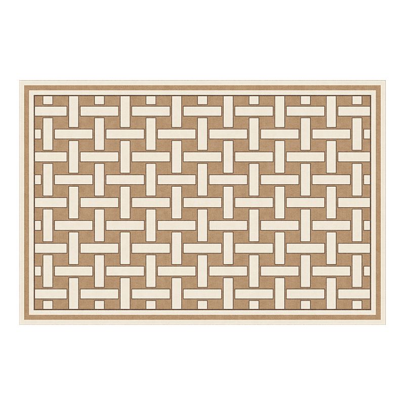 Brown Modern Area Carpet Geometric Pattern Polyester Area Rug Stain Resistant Rug for Home Decor