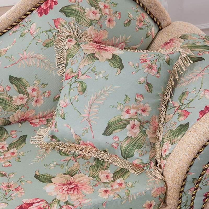 Floral with Arms Chaise Flared Arms with Legs for Bedroom Living Room