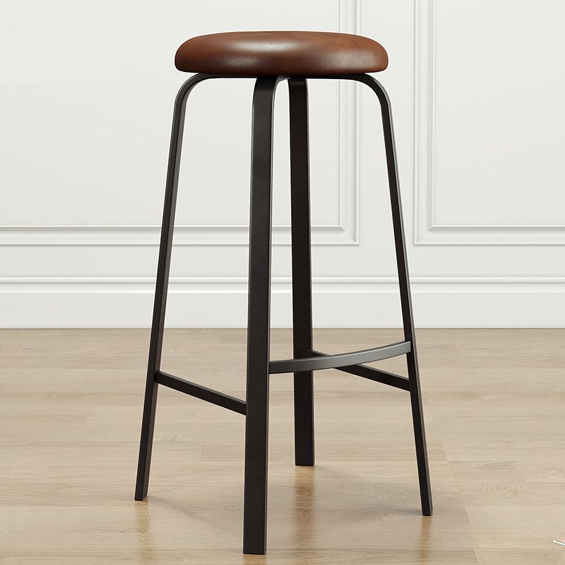 Modern Armless Stackable Counter Stool Iron Cafe Bar Stool with Cushion and Pedal
