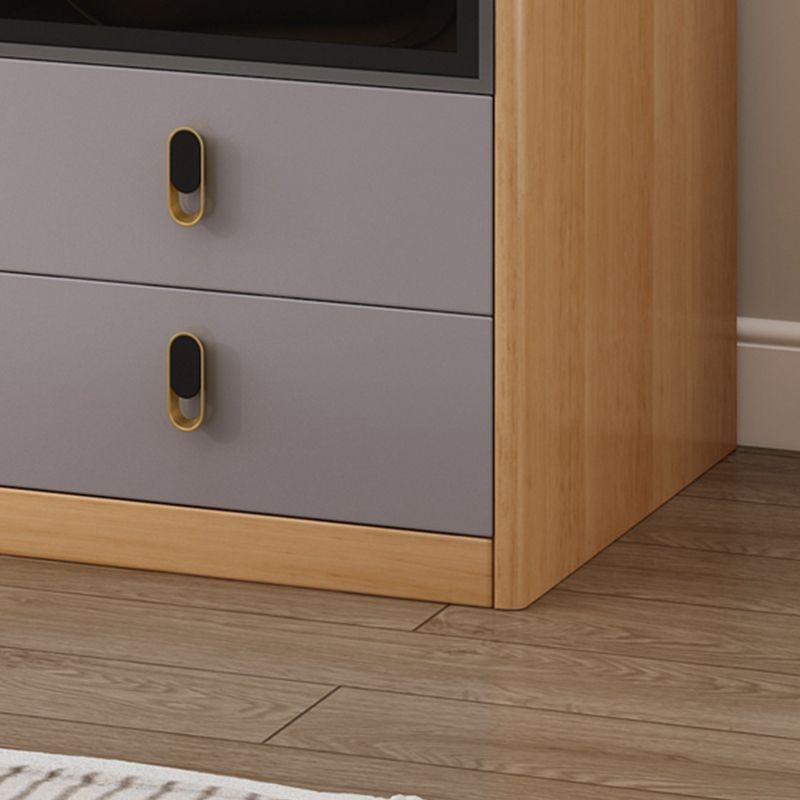 Freestanding Solid Wood Frame Wardrobe Traditional Wardrobe with Shelves