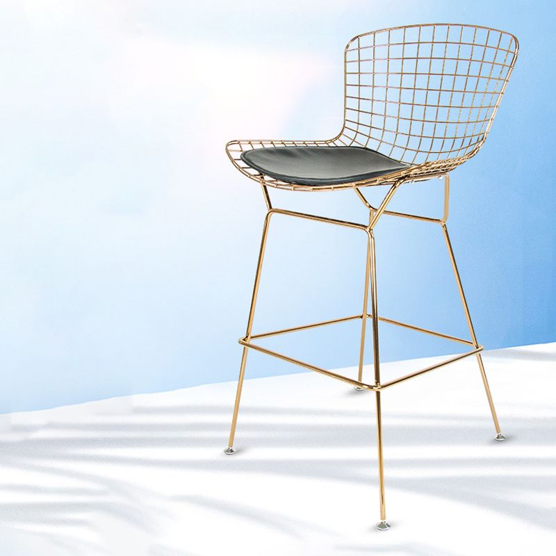 Contemporary Rectangle Bar and Counter Stool Metal Stool with 4 Legs