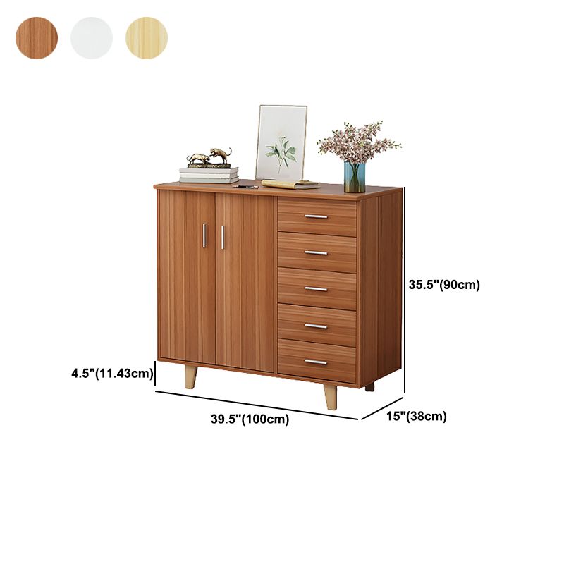 Rectangle Wood Accent Cabinet with 5 Drawers and Straight Legs Side Cabinet