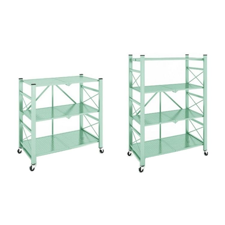 Folding Steel Industrial Etagere Bookshelf Open Bookshelf with Caster Wheels