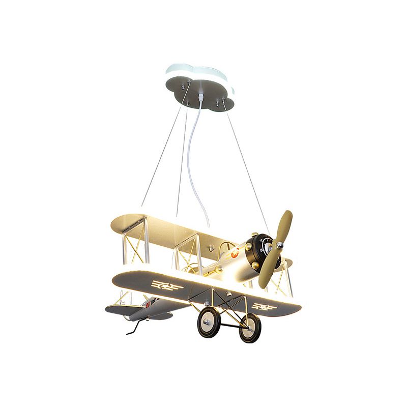 Biplane Acrylic Chandelier Lamp Kids LED White Ceiling Pendant Light for Boys Bedroom