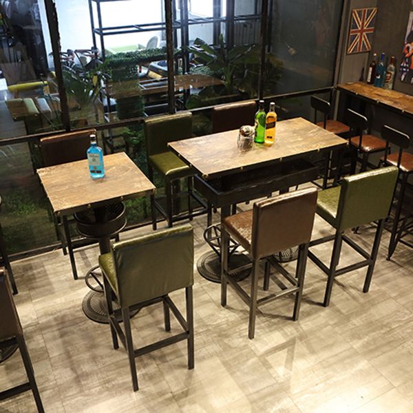 Modern Wood Storage Counter Height Table Brown Bistro Accent Dining Table