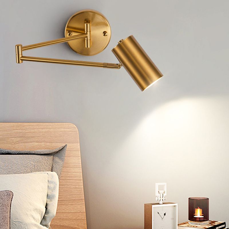 Half Cylinder Shade Swing Arm Wall Lighting Modern Style Metal 1 Light Sconce Lamp