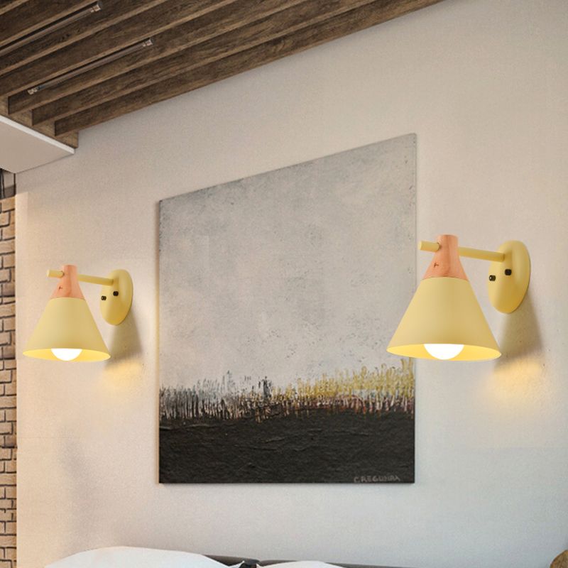 Lámpara cónica de luz de pared de estilo macarrón 1 cabezal para la pared de metal para el corredor de cocina