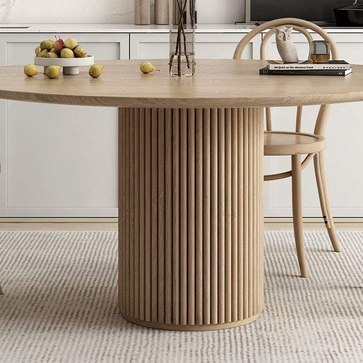 Pine Round Dining Table Contemporary Dining Table with Pedestal Base