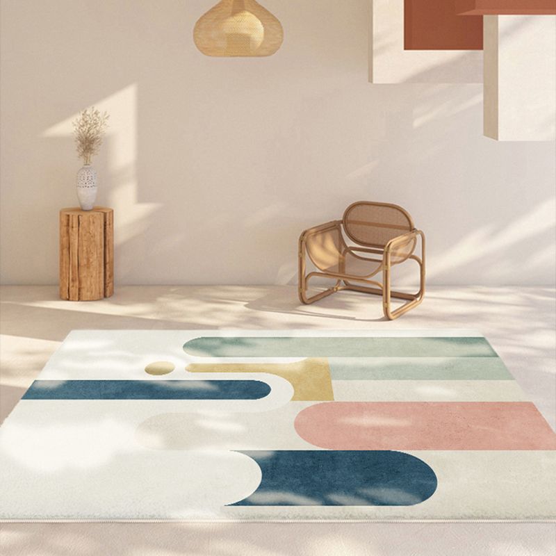 Pink Modern Rug Polyester Color Piece Area Rug Washable Rug for Drawing Room