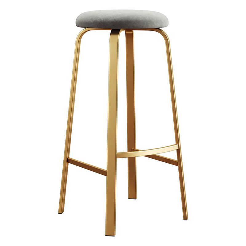 Nordic Armless Backless Counter Stool Iron Cafe Bar Stool with Cushion and Pedal