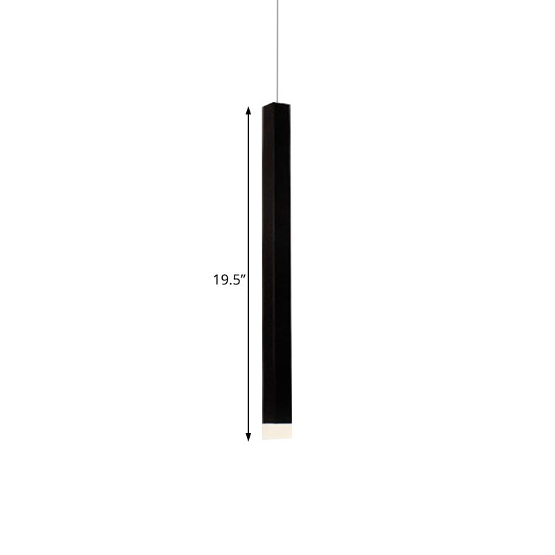 Slim Square Pendant Light Metal Modern 4 Lights Black Hanging Light in White/Warm Light