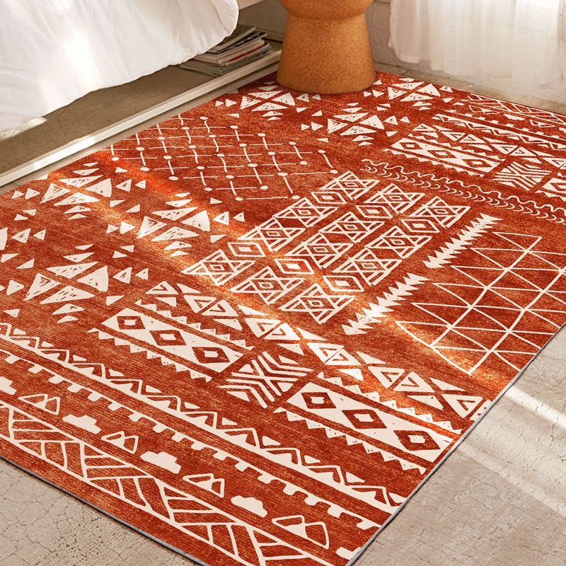 Multicolor Carpet Retro Tribal Symbols Area Rug Polyester Home Decor Rug with Anti-Slip Backing