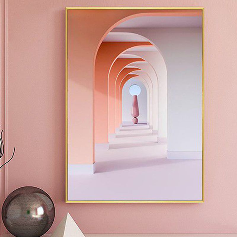 Décoration murale de galerie arquée de couleur douce, toile texturée contemporaine pour chambre