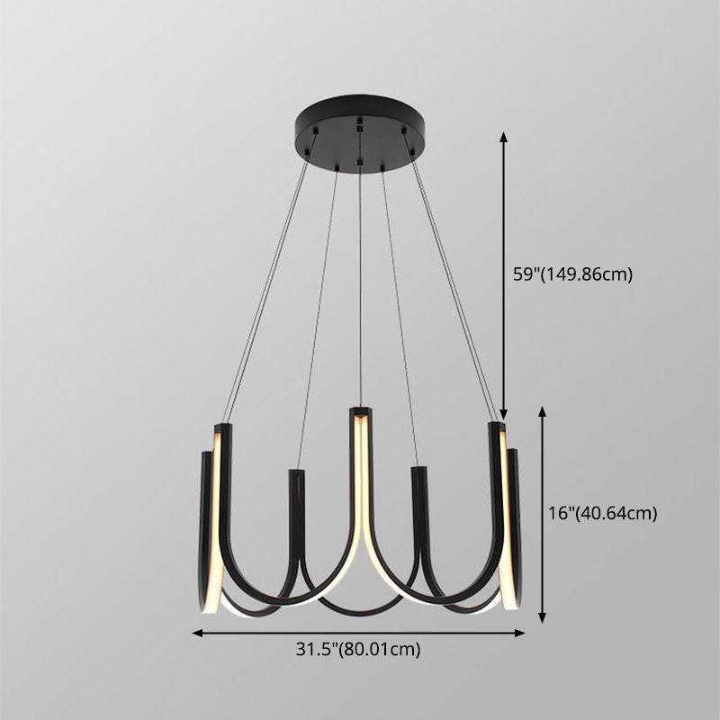 Modern Style Simplicity Line Chandelier Acrylic LED Pendant Light for Living Room
