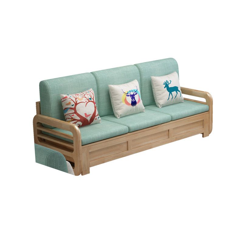 Nordic Settee Cushions Sectional Square Arm Fabric Seating for Living Room