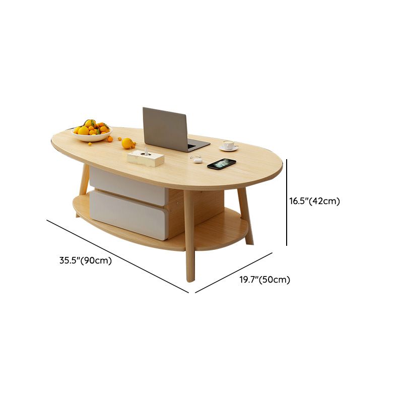 Contemporary Wooden Single Coffee Table 4 Legs Cocktail Table