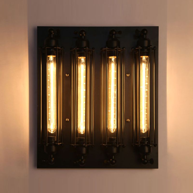 Unique Shape Wall Light Fixture Industrial Metal Wall Mounted Lighting in Black Finish