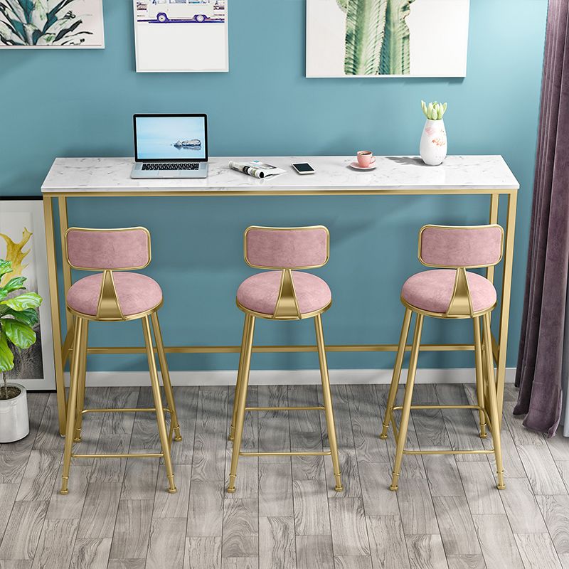 Round Bar Stools Industrial Dining Stools with Gold Metal Base