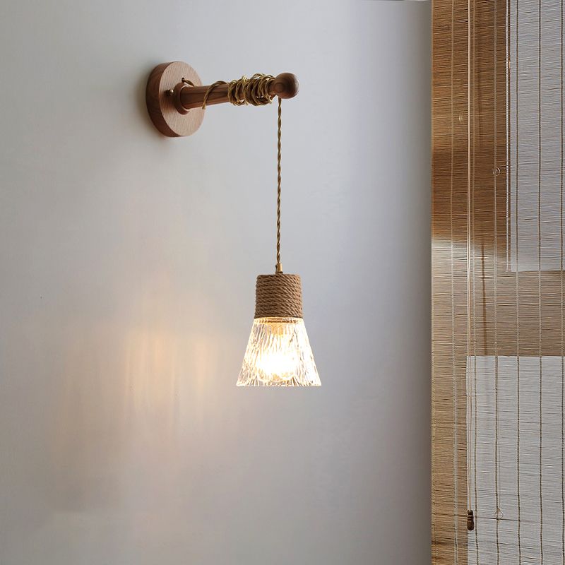 Modern Glass Shade Wall Mounted Sconce 1-Light Wall Lights for Bedroom