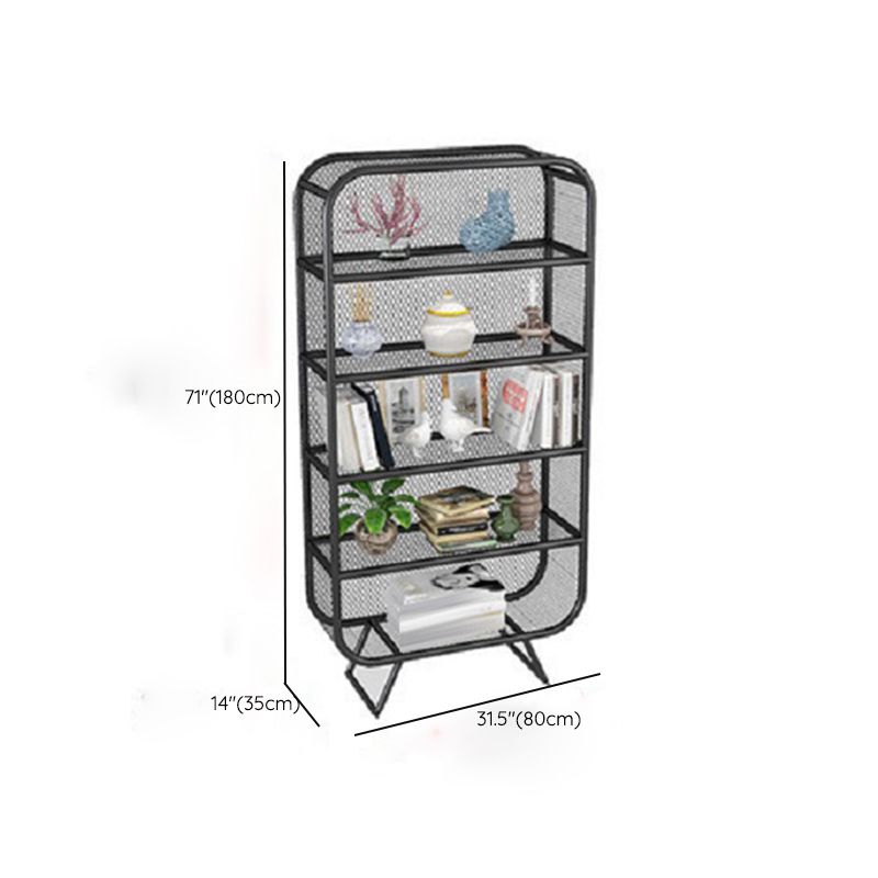 Glam Antique Finish Bookcase Metal Standard Bookshelf with Rectangular Shelves