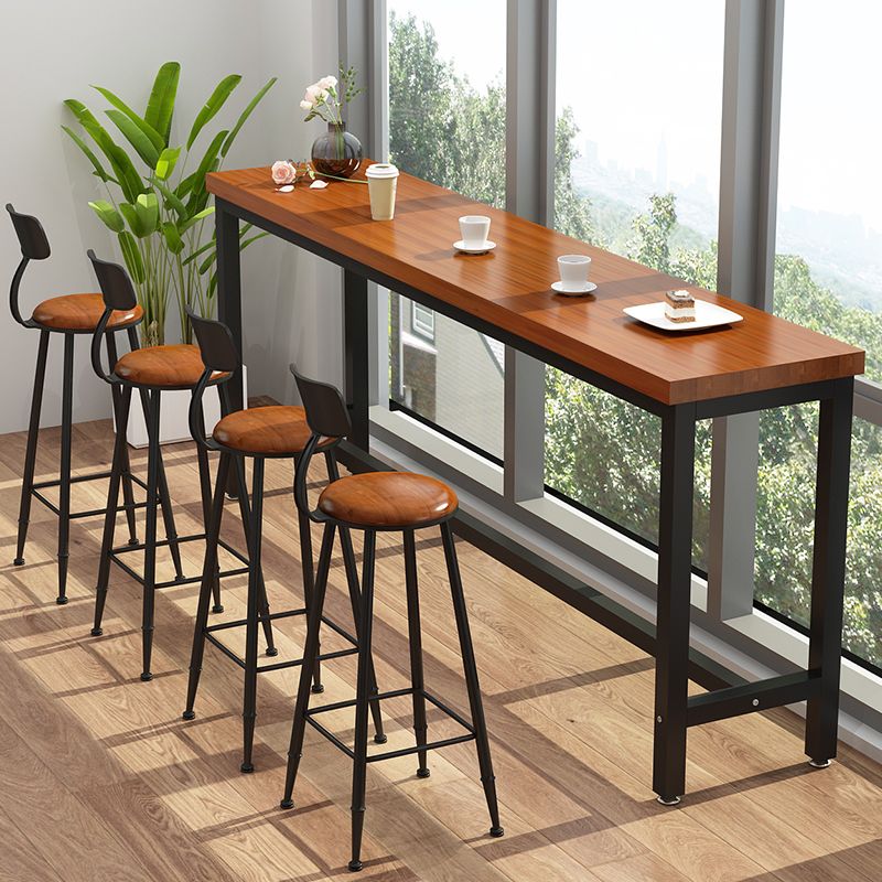 Industrial Bar Table Rectangle Wood Bar Table for Dining Room