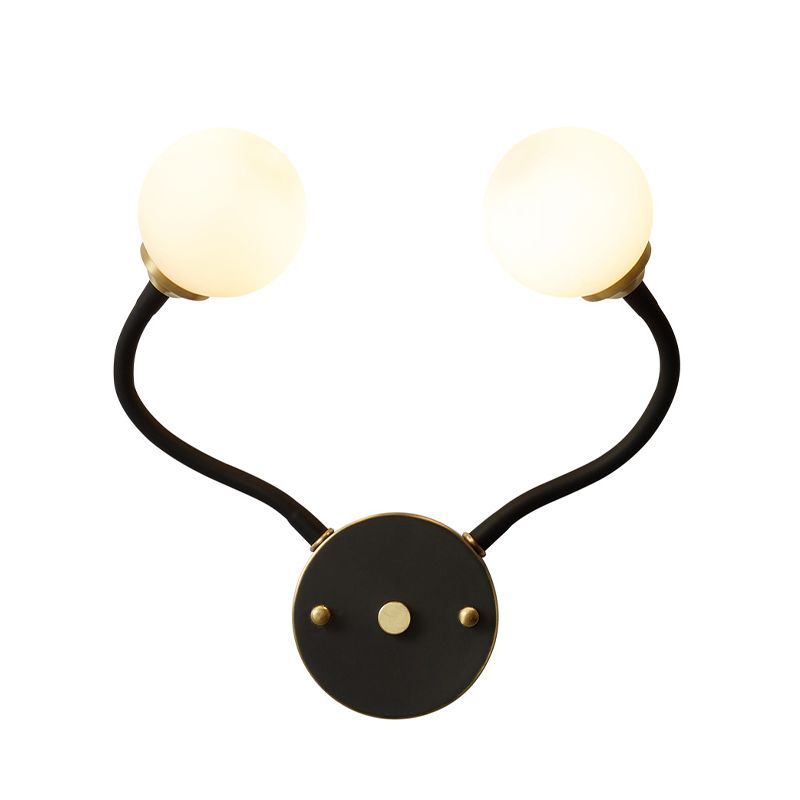 Brass Globe Wall Light Nordic Black Wall Sconce with Glass for Living Room