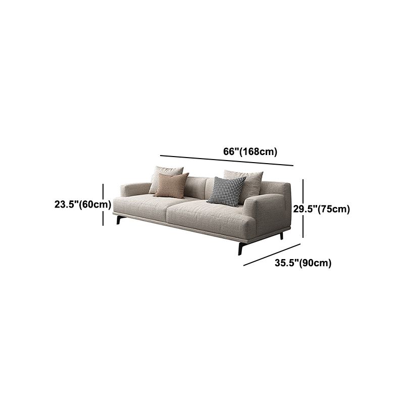 Faux Leather and Cotton Blend Recessed Arm Furniture Sectionals in Beige