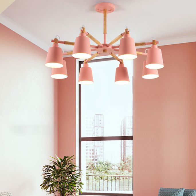 Wrought Iron Sputnik Pendant Light in Modern Simplicity Macaron Ceiling Light for Living Room