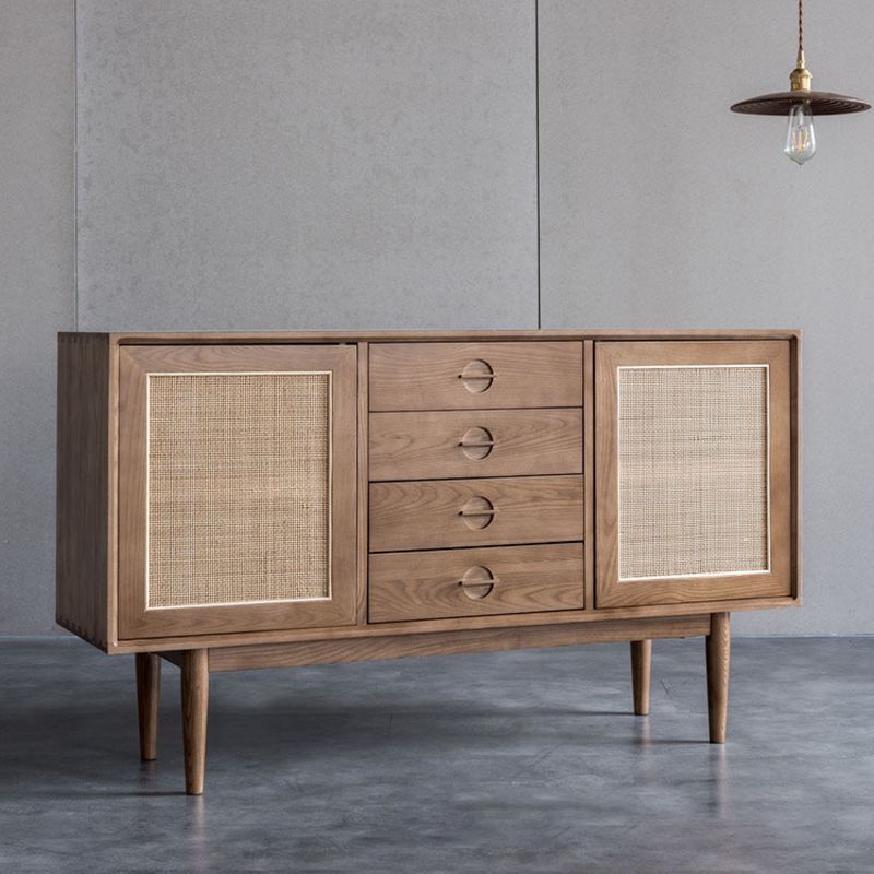 Modern Cabinet Solid Wood With Doors 4 - Drawer Rectangle Accent Cabinet