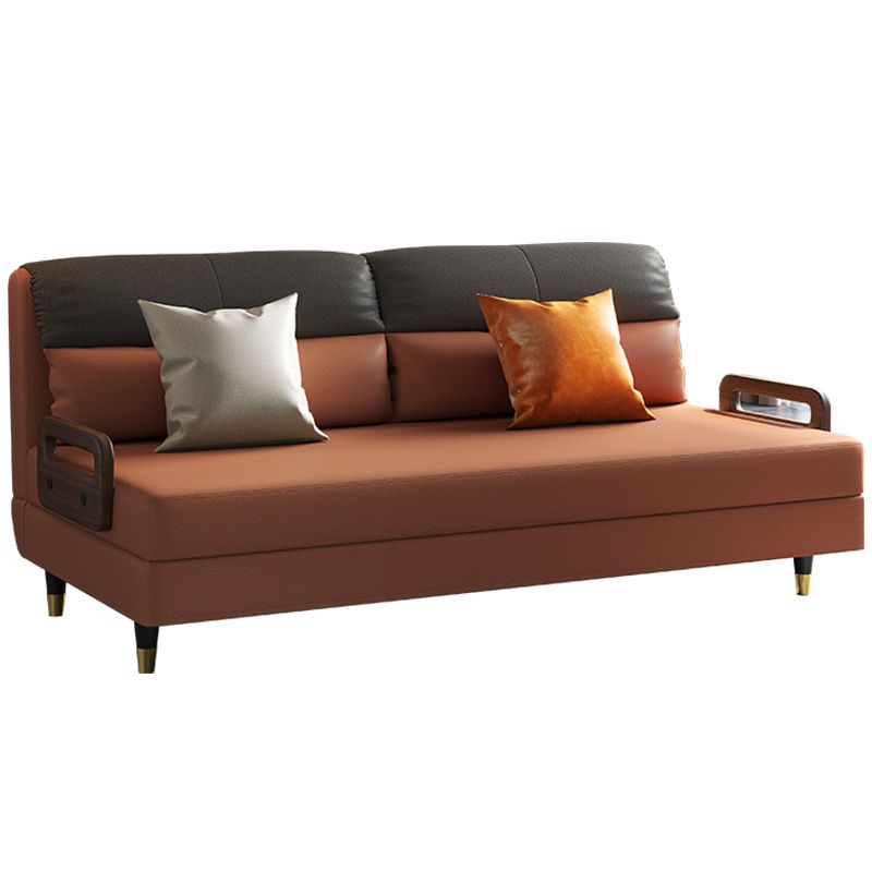Glam Sewn Pillow Back Standard Armless Living Room Faux Leather Sofa