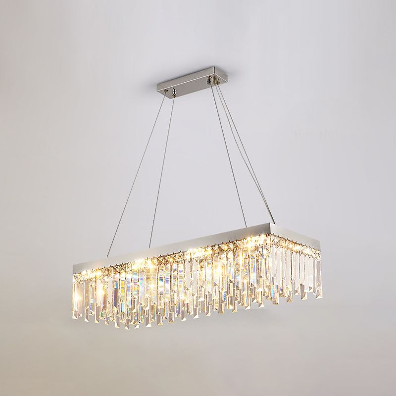 Rechteckinselbeleuchtung im modernen Luxusstil Crystal 1 Light Island Lights in Silber