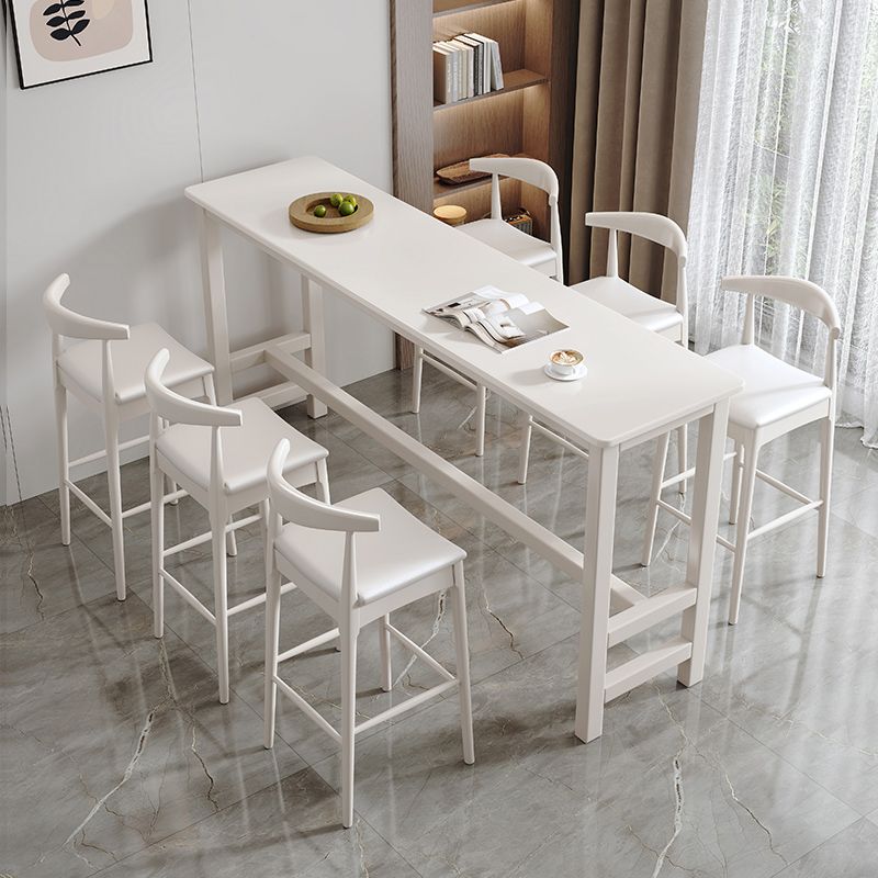 Contemporary Indoor Bar Dining Table Rectangle Wood Bar Stool Table