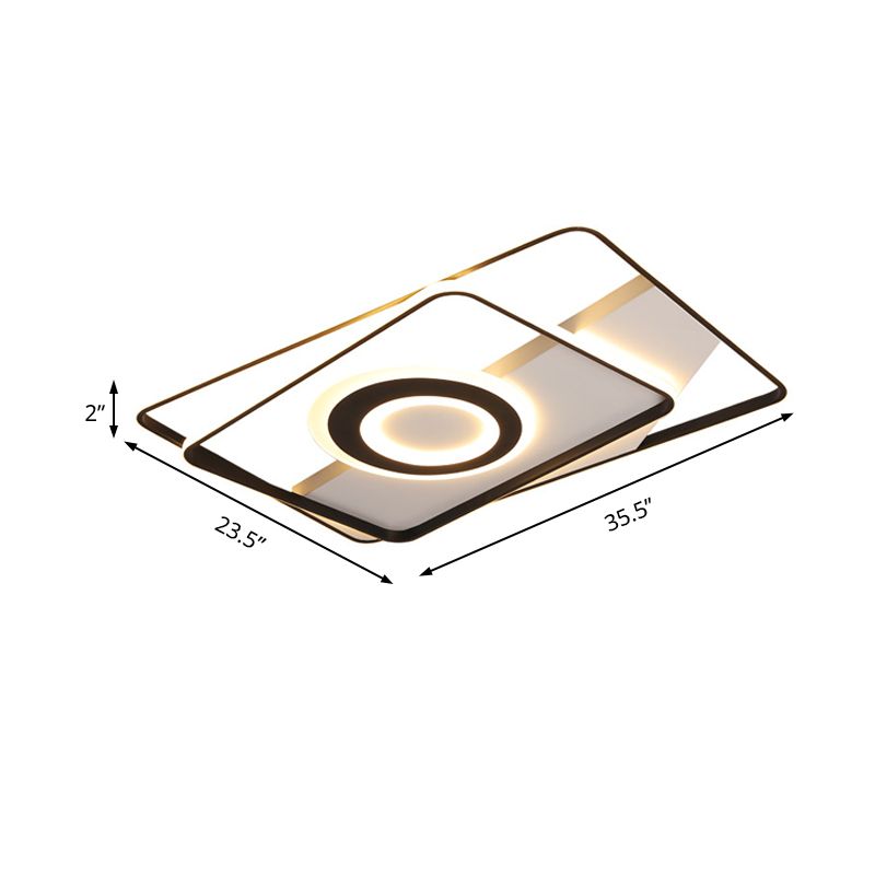 Cuadrados/Rectangulares Montan luz Acrílico Negro contemporáneo Cuarto LED integrado Luz de techo LED en Warm/Blanco, 16 "/19,5" /23,5 " O