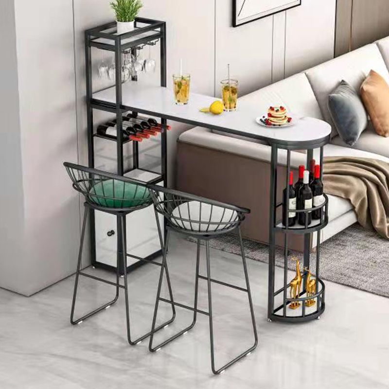 Faux Marble Top Bar Table Specialty Contemporary Style Pub Table for Breakroom