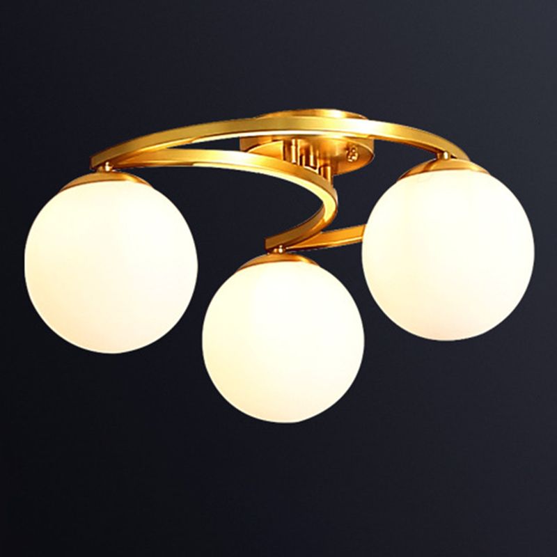 Globe Semi Flush Mount Leuchte Traditionelle Milchglas Deckenleuchten für Wohnzimmer