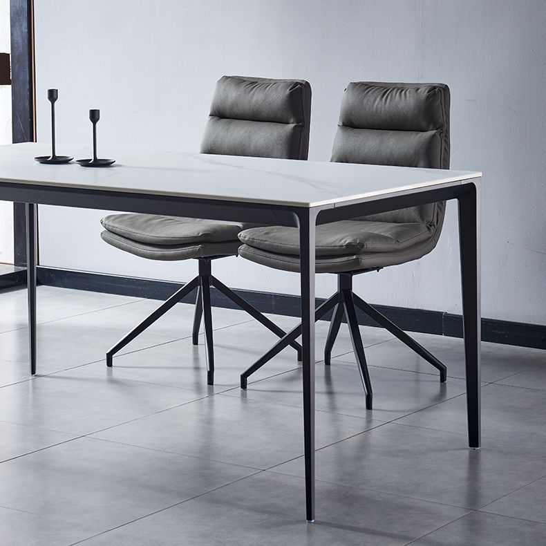 Sillas laterales de comedor de cuero de estilo contemporáneo Silla con respaldo sólido para cocina