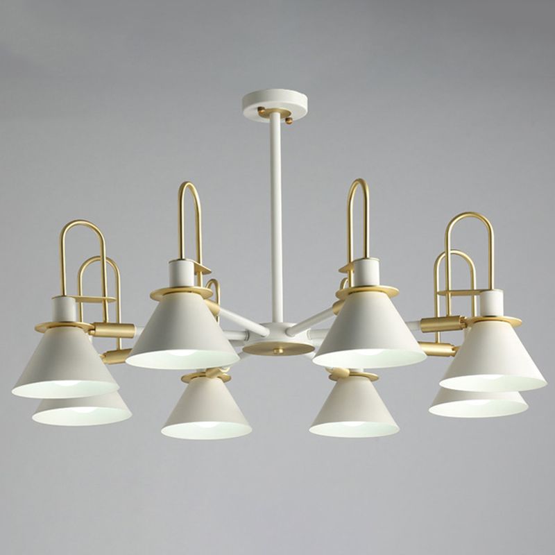 Conical Chandelier Pendant Light Minimalist Style Metal Living Room Suspension Light