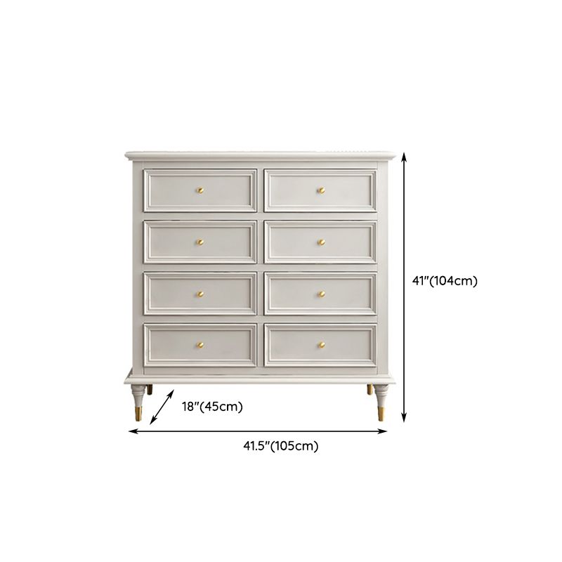 Glam White Closed Back Storage Chest with Soft-Close Drawers for Home