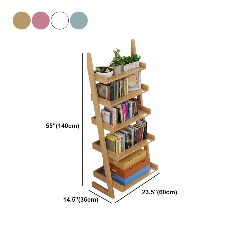 Rubber Wood Ladder Bookshelf Modern Open Back Bookshelf for Home Office