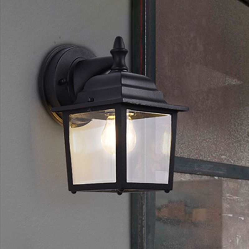 Glasschattierte Wandleuchte Lampe Industriestil Außenleuchte in Schwarz
