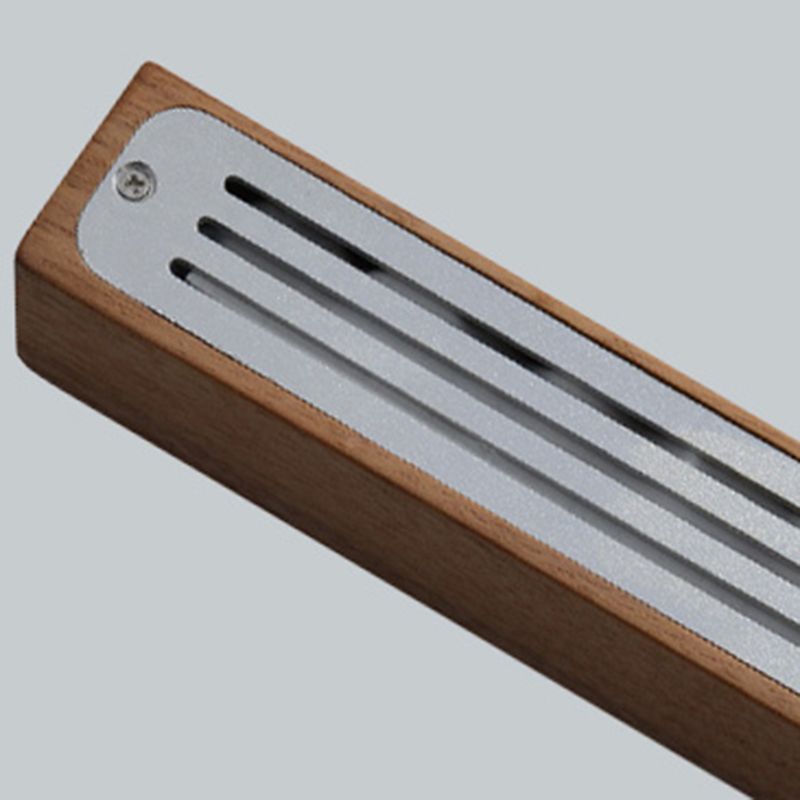 1 Light Linear Island Lighting Modernism Wood Chandelier Light Fixture for Kitchen