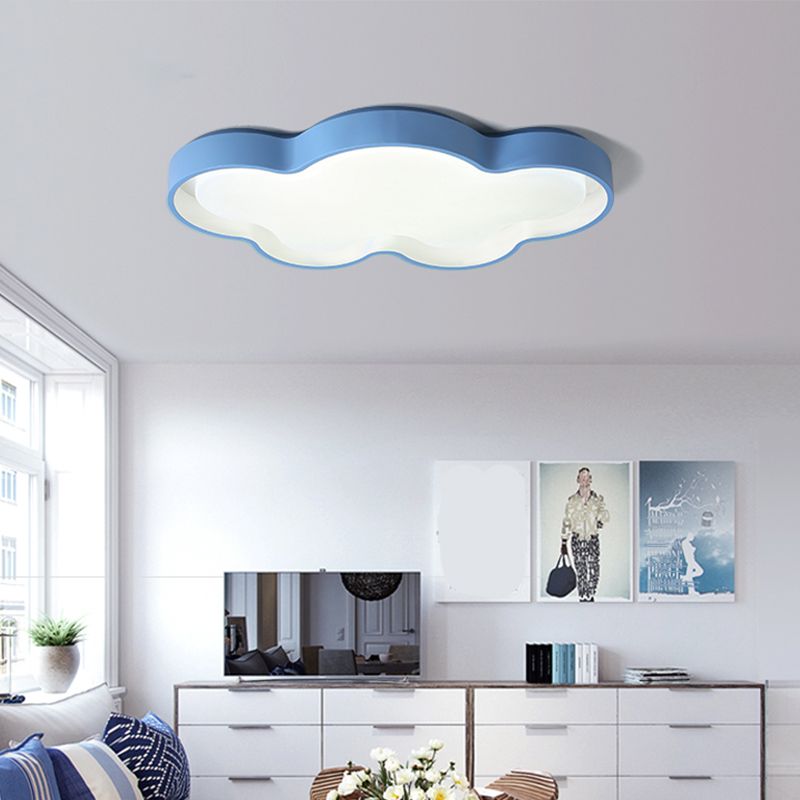 Plafonnier LED en forme de nuage en acrylique, éclairage de plafond bleu de dessin animé pour le salon