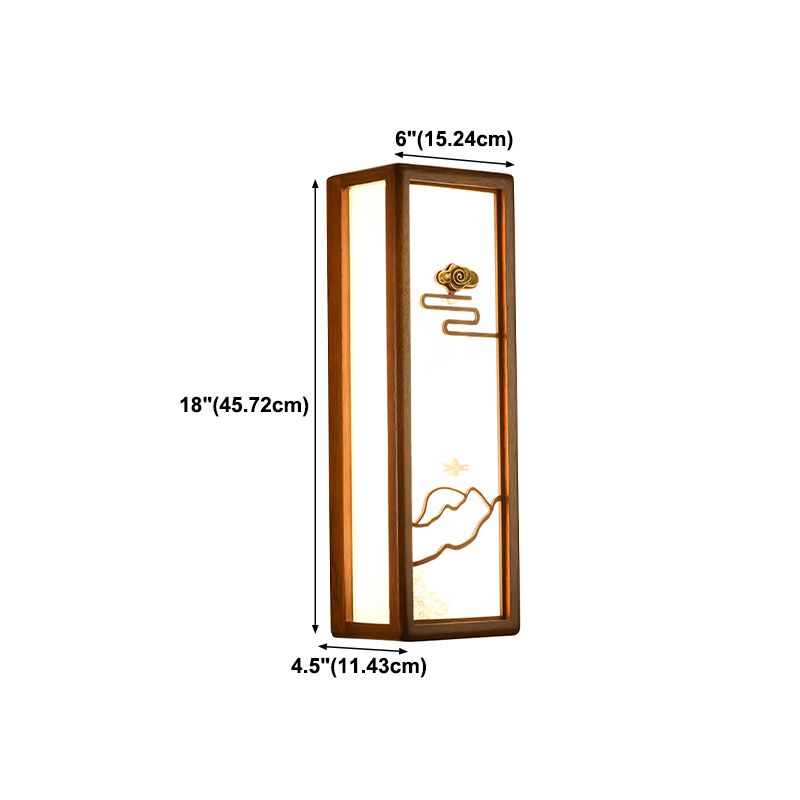 Modern Style Rectangular Shape Wall Sconce Wood 1 Light Sconces for Living Room
