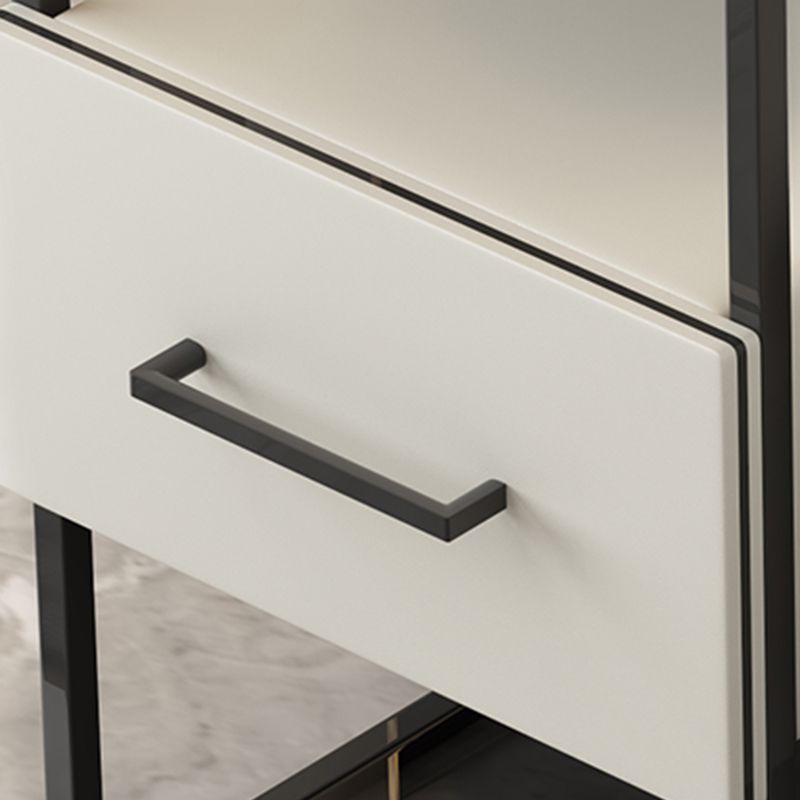 Modernistic Sofa Side Accent Table with Pedestal and 1 Drawer