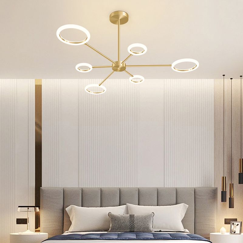 Acrylic Gold LED Pendant Light in Modern Artistic Style Lacquered Metal Chandelier for Living Room