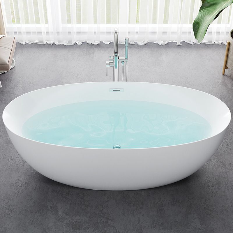 Acrylic Oval Bathtub Soaking White Modern Center Freestanding Bath