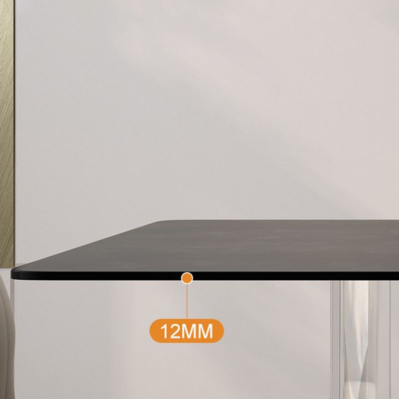 Modern Rectangle Dining Table Black Top Sintered Stone Table for Home