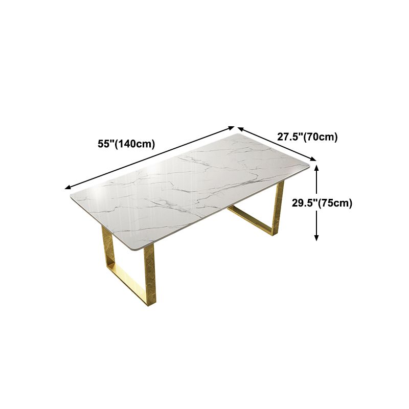 Marble Top Dining Table Modern Rectangle Dining Table with Sled Base